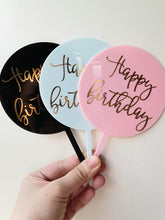 Load image into Gallery viewer, Acrylic Cake Topper - Round HBD
