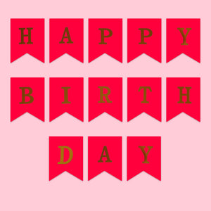 Medium Birthday Banner - Coral Red