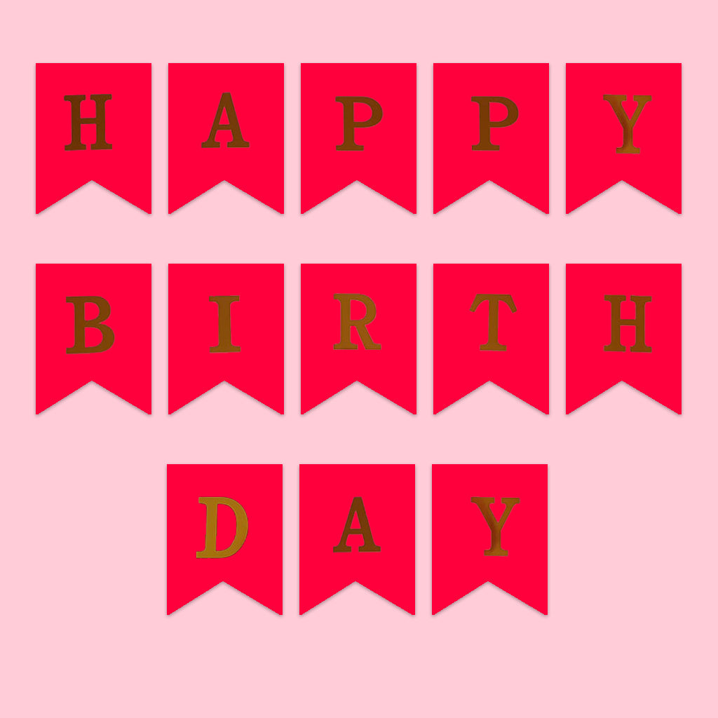 Medium Birthday Banner - Coral Red