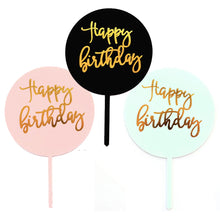 Load image into Gallery viewer, Acrylic Cake Topper - Round HBD
